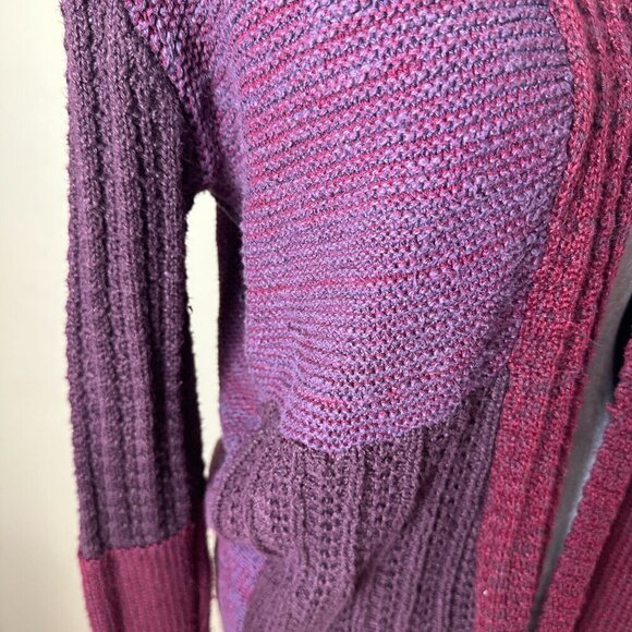 URBAN OUTFITTERS Ecote Patchwork Maroon Open Drap Cardigan Sweater Size Medium - Picture 4 of 9